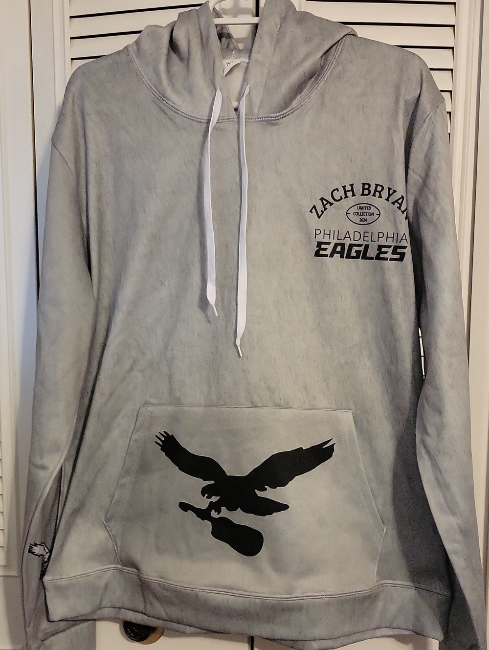 Philadelphia Eagles Zach Bryan Gray Hooded Sweatshirt M